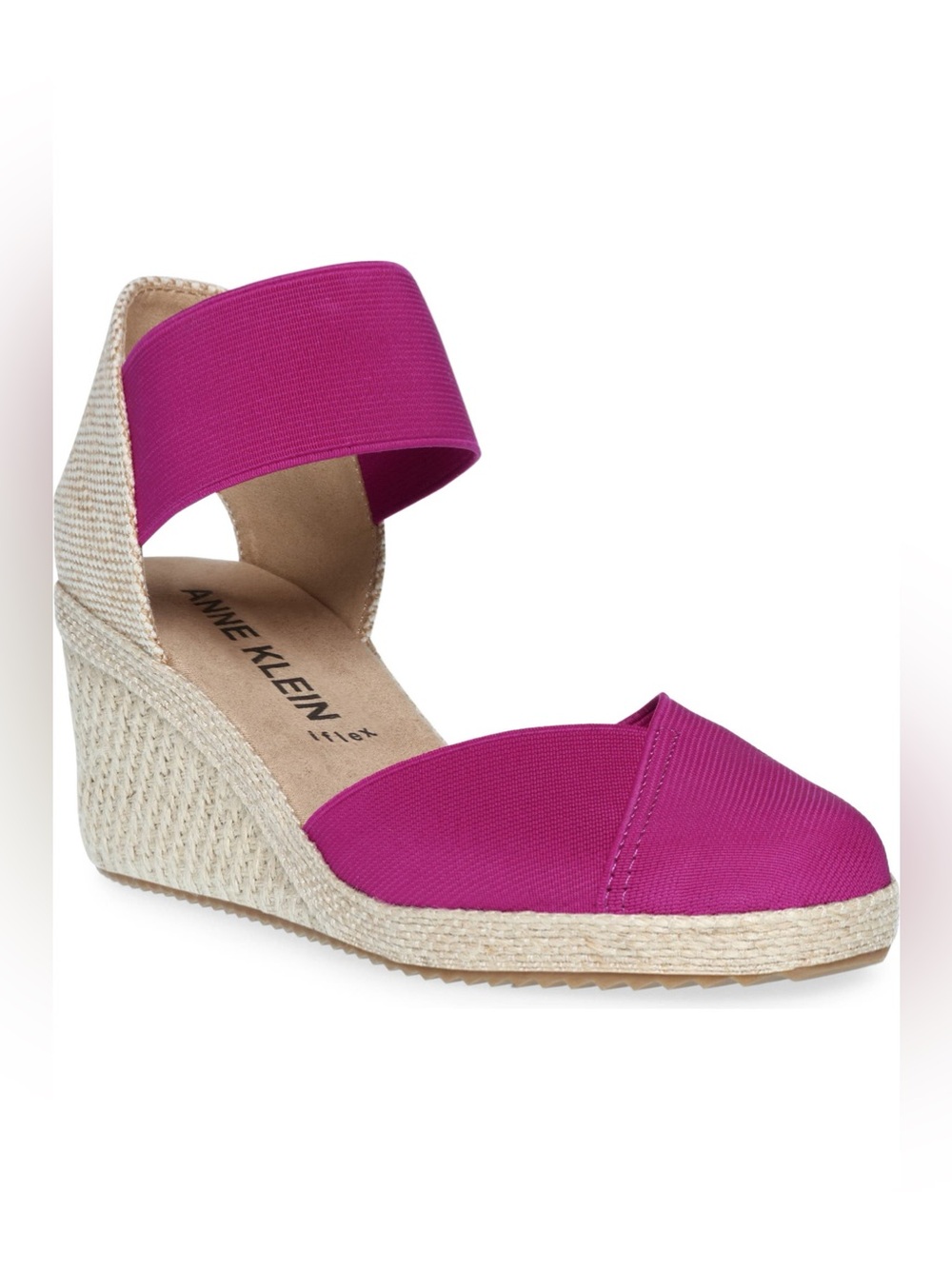 Anne Klein Magenta Espadrille Wedge with Elastic Ankle Strap